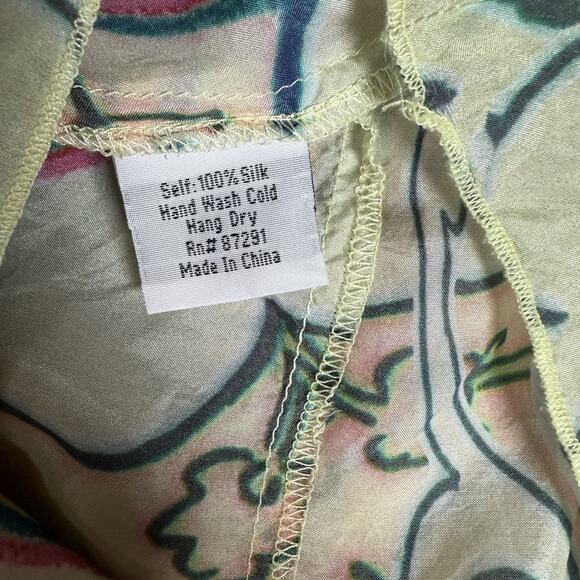 Johnny Was Silk Tunic Top Women's Size S Colorful Abstract Floral Boho Whimsical - Picture 7 of 9